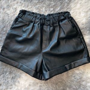 Black Faux Leather Shorts